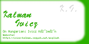 kalman ivicz business card